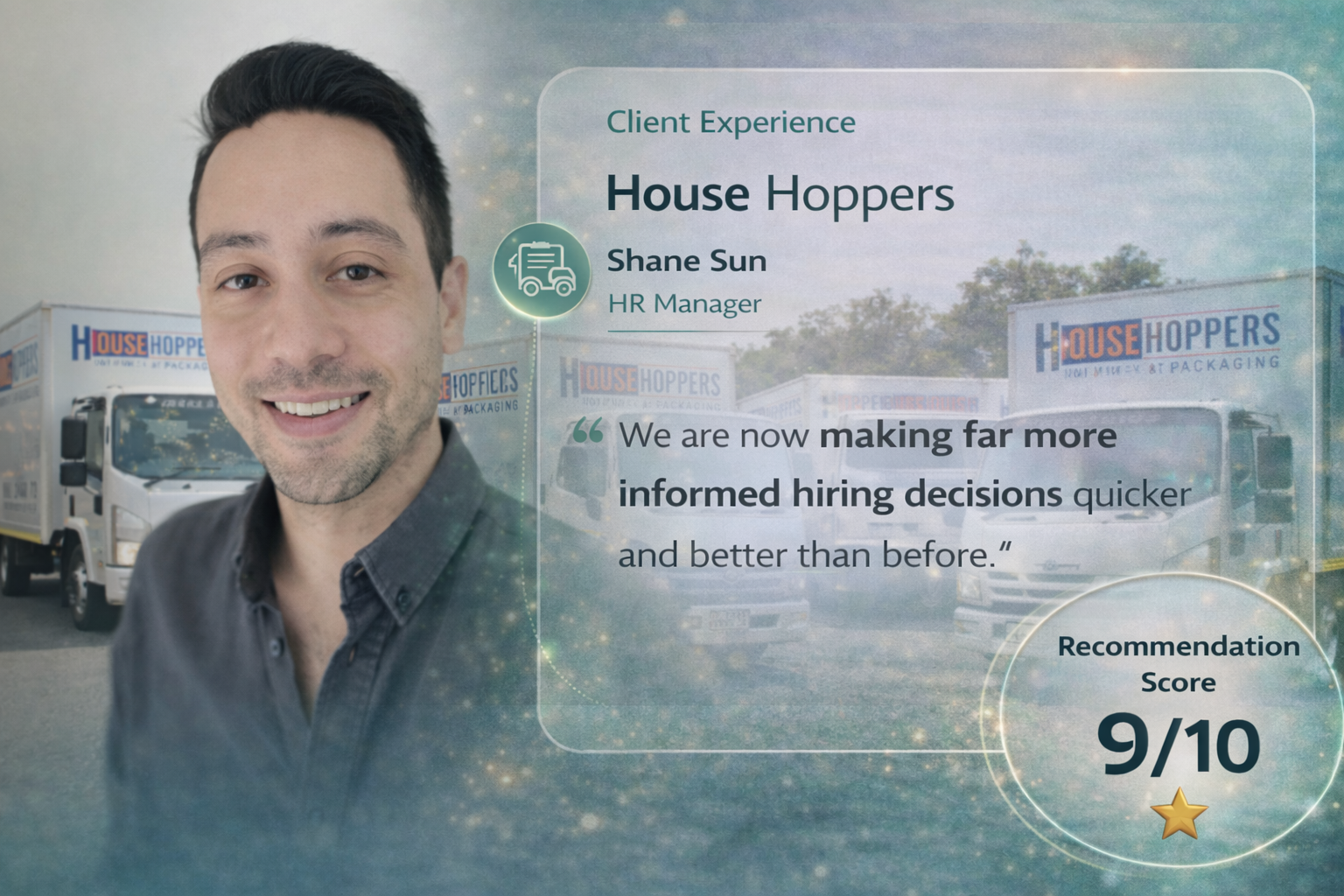 Shane Sun, HR Manager at House Hoppers, sharing a testimonial about how Mint Kulca improved their hiring process