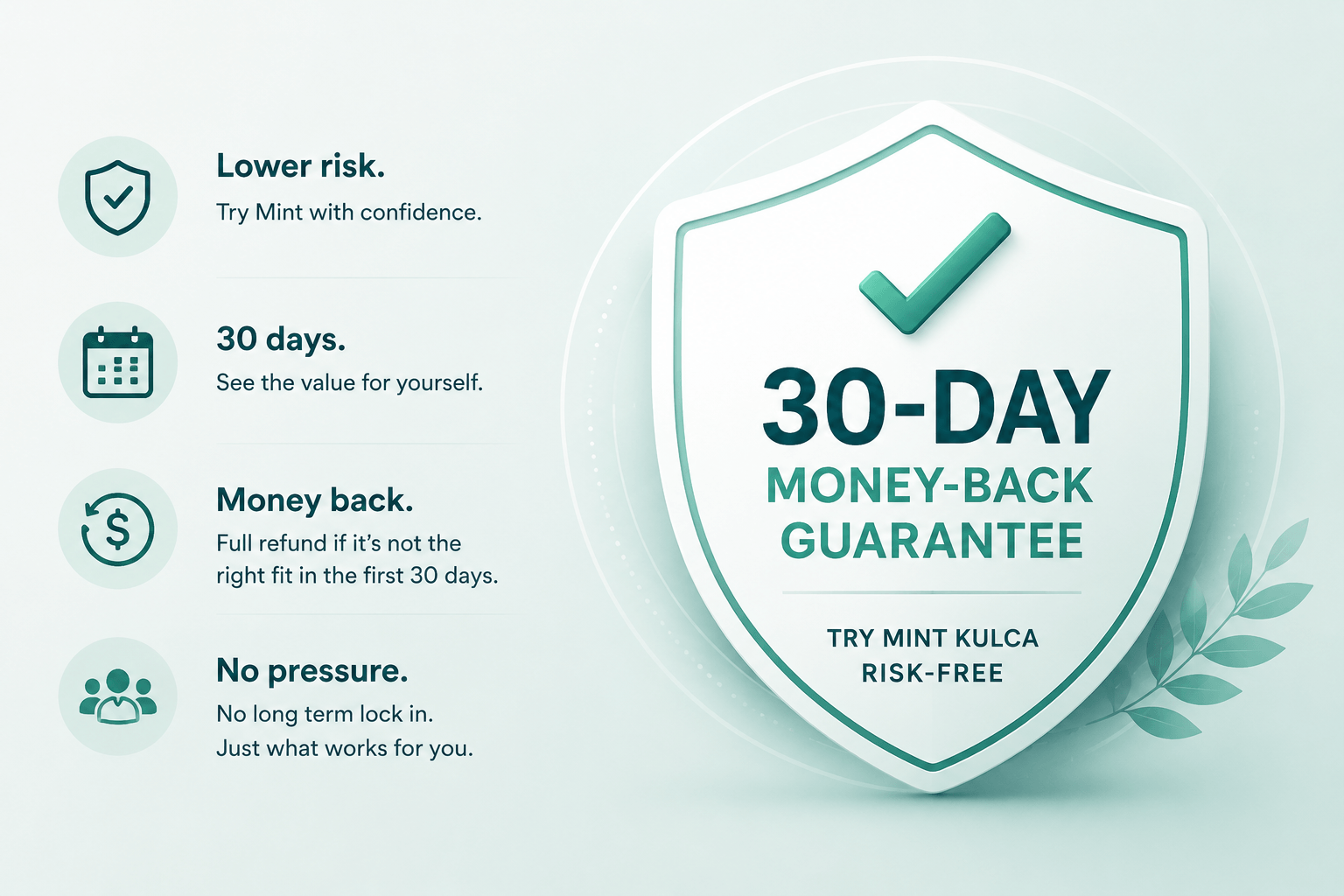 Mint Kulca structured hiring decision system backed by a 30-day money-back guarantee to help businesses reduce hiring risk and make better hiring decisions. Mint Kulca structured hiring decision system backed by a 30-day money-back guarantee to help businesses reduce hiring risk and make better hiring decisions.