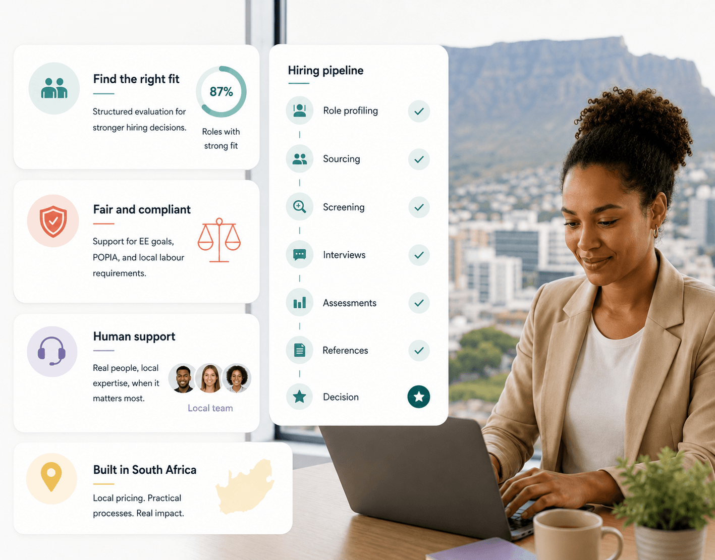 Mint Kulca structured hiring decision system combining recruitment workflows, candidate evaluation, human expertise, and compliant hiring support for South African businesses. Mint Kulca structured hiring decision system combining recruitment workflows, candidate evaluation, human expertise, and compliant hiring support for South African businesses.
