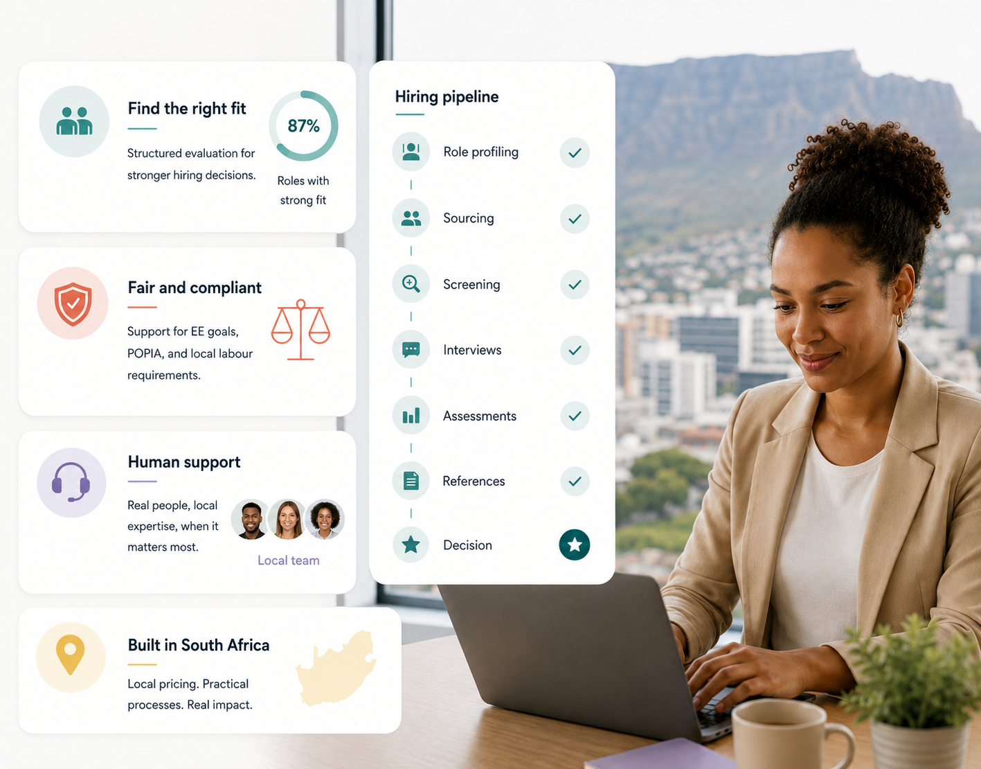 Mint Kulca structured hiring decision system combining recruitment workflows, candidate evaluation, human expertise, and compliant hiring support for South African businesses. Mint Kulca structured hiring decision system combining recruitment workflows, candidate evaluation, human expertise, and compliant hiring support for South African businesses.