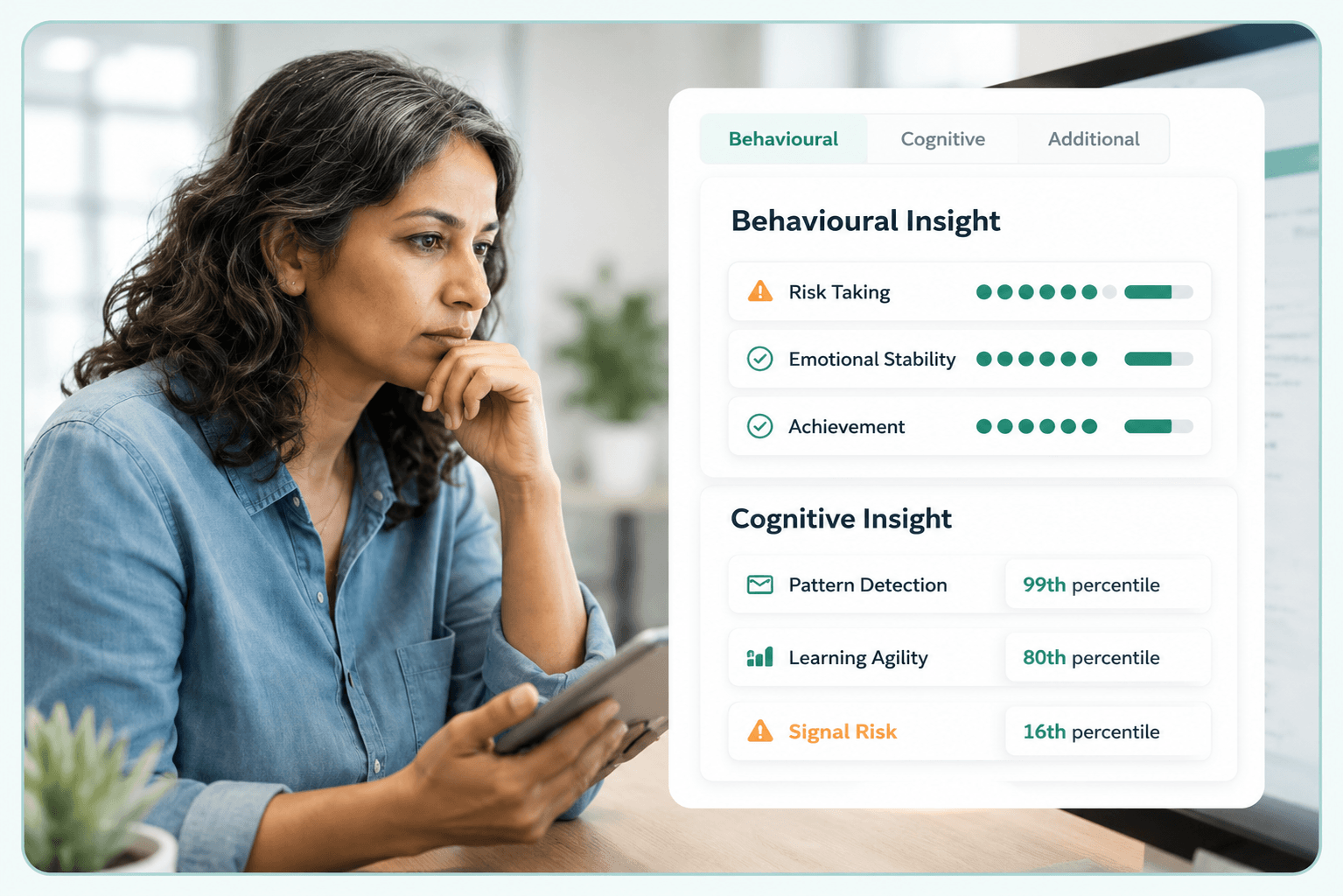 Step 4 of the Mint Kulca hiring process: combine behavioural and cognitive assessment insights with interviews, references and role benchmarks to make more informed hiring decisions.