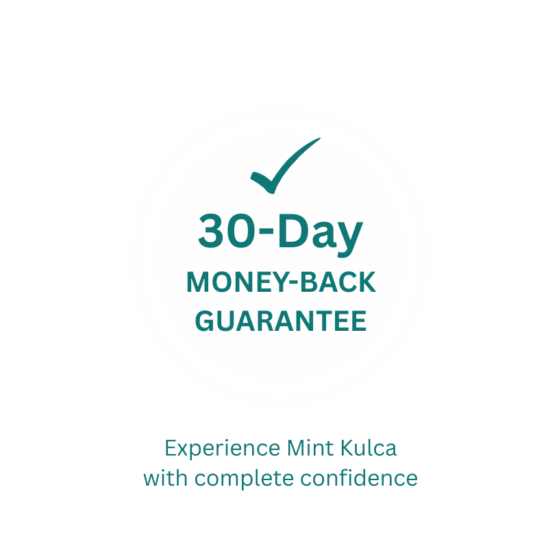 Mint Kulca 30-Day Money-Back Guarantee badge indicating a risk-free trial of the hiring platform.