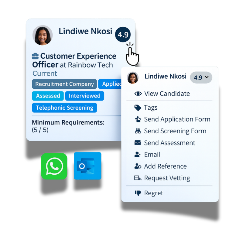 Candidate Thumbnails, Offering Tags and easy access to Seamless Communication Candidate Thumbnails, Offering Tags and easy access to Seamless Communication